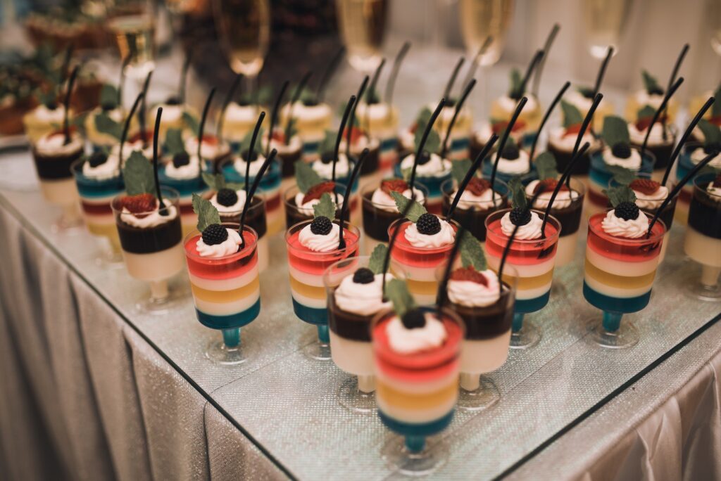 Sweet pastries desserts. Dinner Catering. Concept wedding birthday